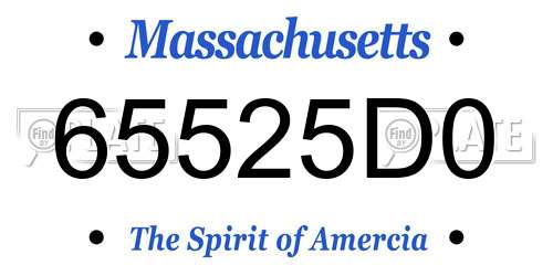 65525D0 Massachusetts License Plate