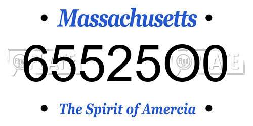 65525O0 Massachusetts License Plate