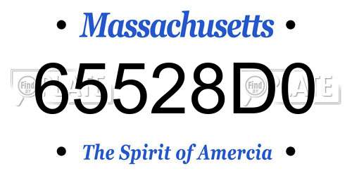65528D0 Massachusetts License Plate
