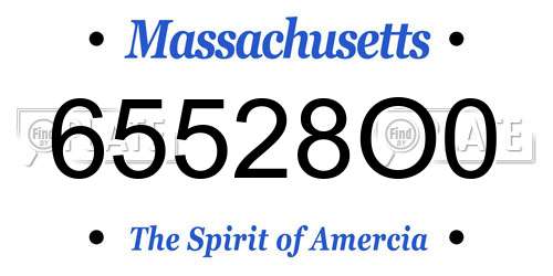 65528O0 Massachusetts License Plate