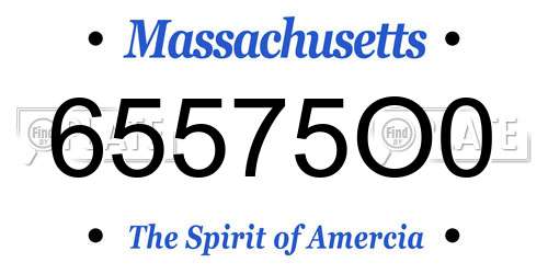 65575O0 Massachusetts License Plate
