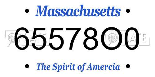 65578O0 Massachusetts License Plate
