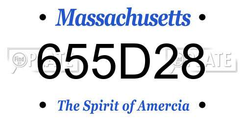 655D28 Massachusetts License Plate