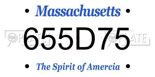 655D75 Massachusetts License Plate