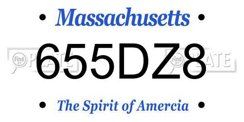 655DZ8 Massachusetts License Plate