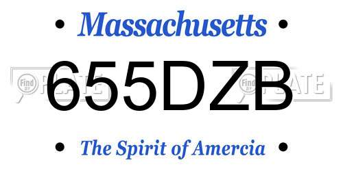 655DZB Massachusetts License Plate