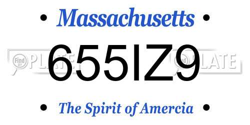 655IZ9 Massachusetts License Plate