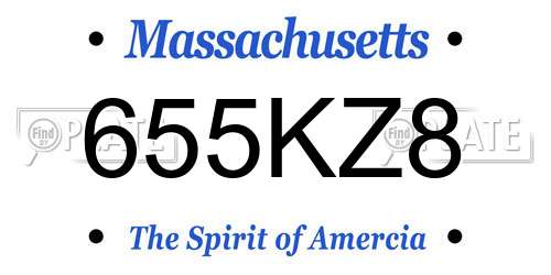 655KZ8 Massachusetts License Plate