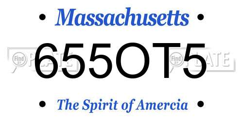655OT5 Massachusetts License Plate