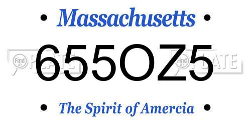 655OZ5 Massachusetts License Plate