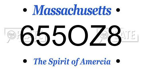 655OZ8 Massachusetts License Plate