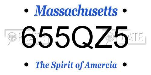 655QZ5 Massachusetts License Plate