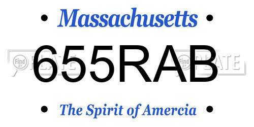 655RAB Massachusetts License Plate