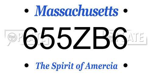 655ZB6 Massachusetts License Plate