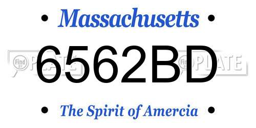 6562BD Massachusetts License Plate
