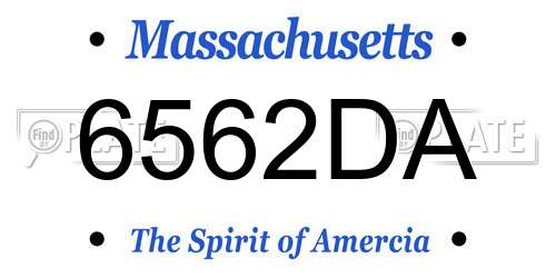 6562DA Massachusetts License Plate
