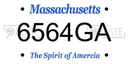 6564GA Massachusetts License Plate