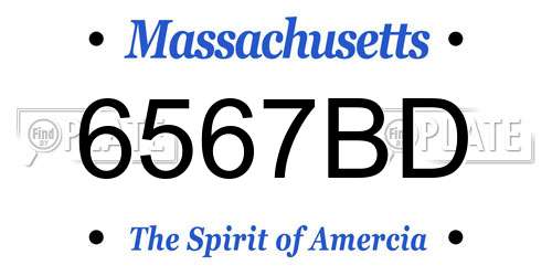 6567BD Massachusetts License Plate