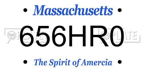 656HR0 Massachusetts License Plate