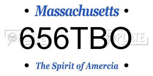 656TBO Massachusetts License Plate