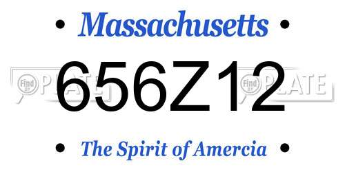 656Z12 Massachusetts License Plate