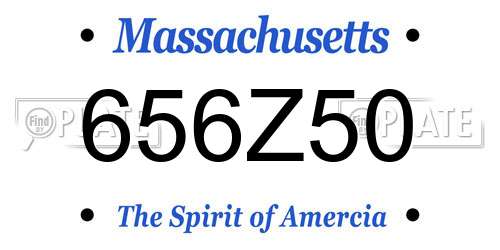 656Z50 Massachusetts License Plate