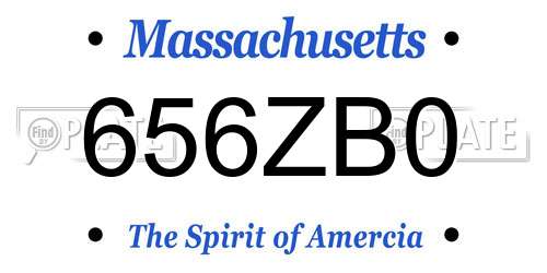 656ZB0 Massachusetts License Plate