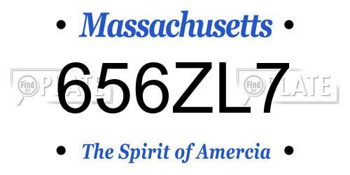 656ZL7 Massachusetts License Plate