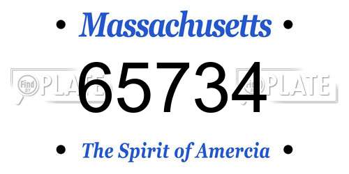 65734 Massachusetts License Plate