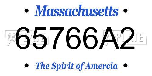 65766A2 Massachusetts License Plate