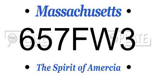 657FW3 Massachusetts License Plate