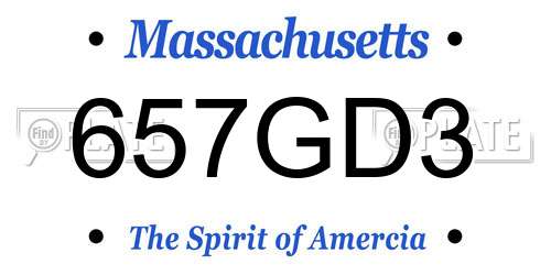 657GD3 Massachusetts License Plate