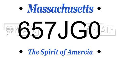 657JG0 Massachusetts License Plate