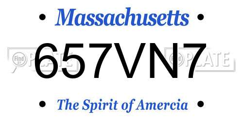 657VN7 Massachusetts License Plate