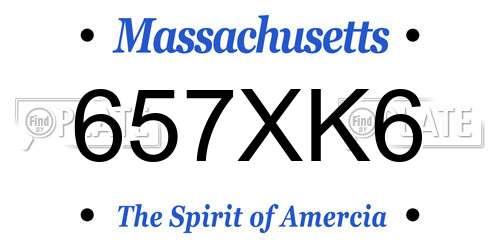 657XK6 Massachusetts License Plate