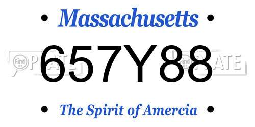 657Y88 Massachusetts License Plate