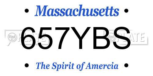 657YBS Massachusetts License Plate