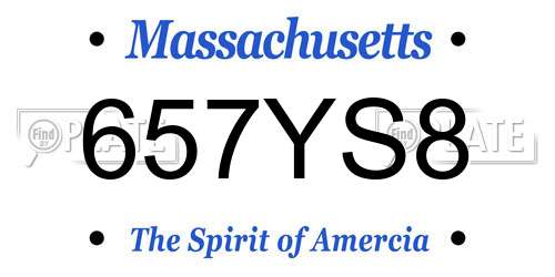 657YS8 Massachusetts License Plate