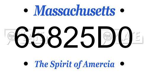 65825D0 Massachusetts License Plate