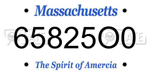 65825O0 Massachusetts License Plate