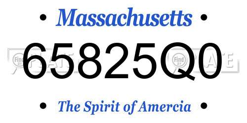 65825Q0 Massachusetts License Plate