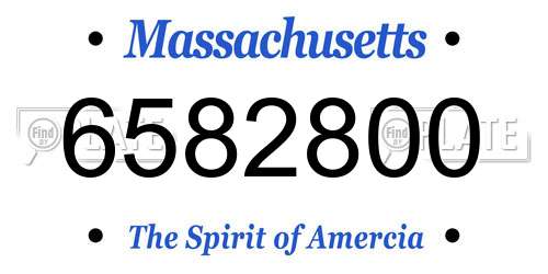 6582800 Massachusetts License Plate