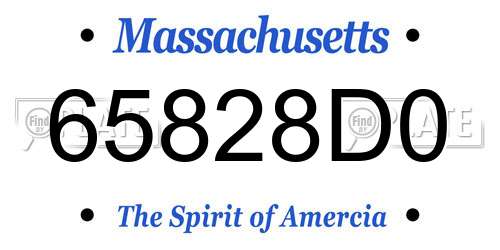 65828D0 Massachusetts License Plate