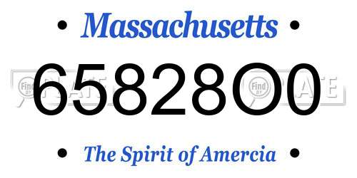 65828O0 Massachusetts License Plate