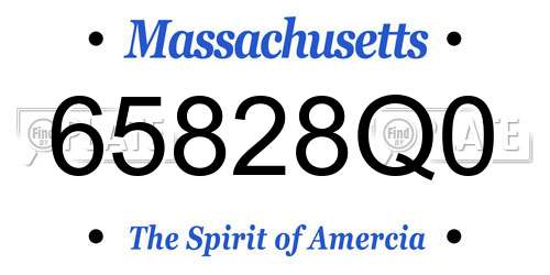 65828Q0 Massachusetts License Plate