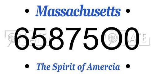 65875O0 Massachusetts License Plate