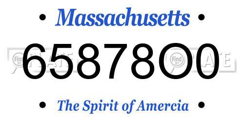 65878O0 Massachusetts License Plate