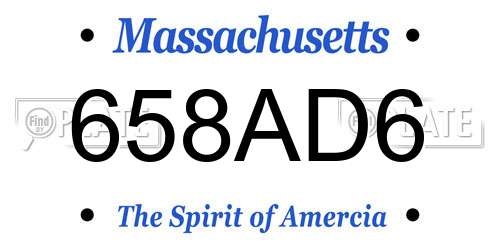 658AD6 Massachusetts License Plate