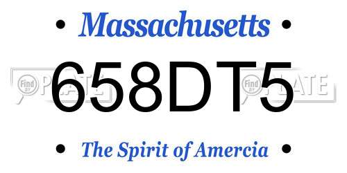 658DT5 Massachusetts License Plate