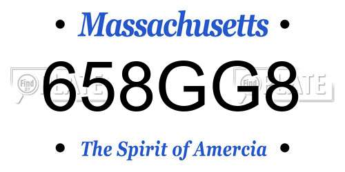 658GG8 Massachusetts License Plate